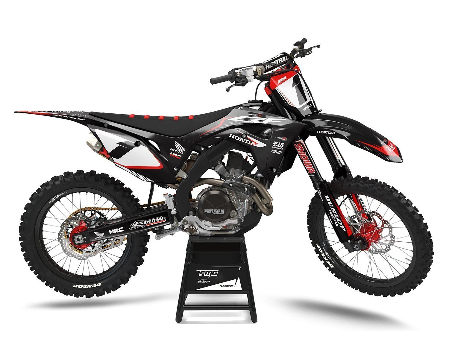 Black Honda CRF Motocross Graphics