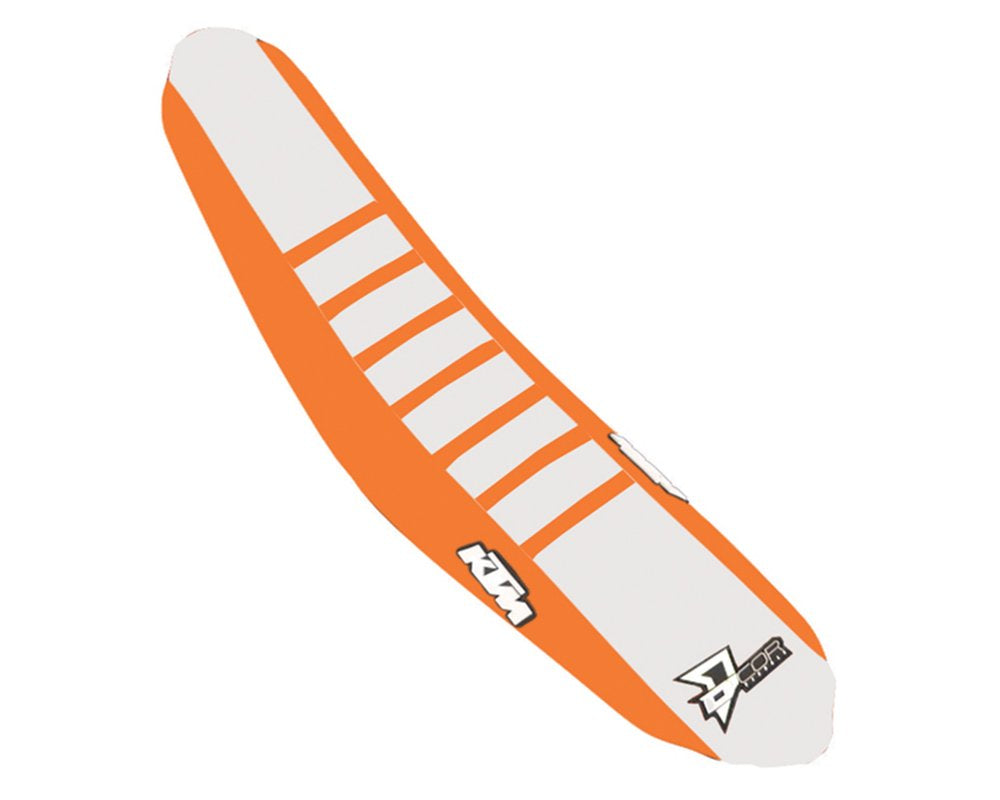 D Cor KTM Orange Ribbed White Seat Cover