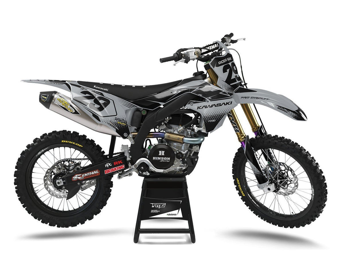 Grey Black Kawasaki Motocross Graphics