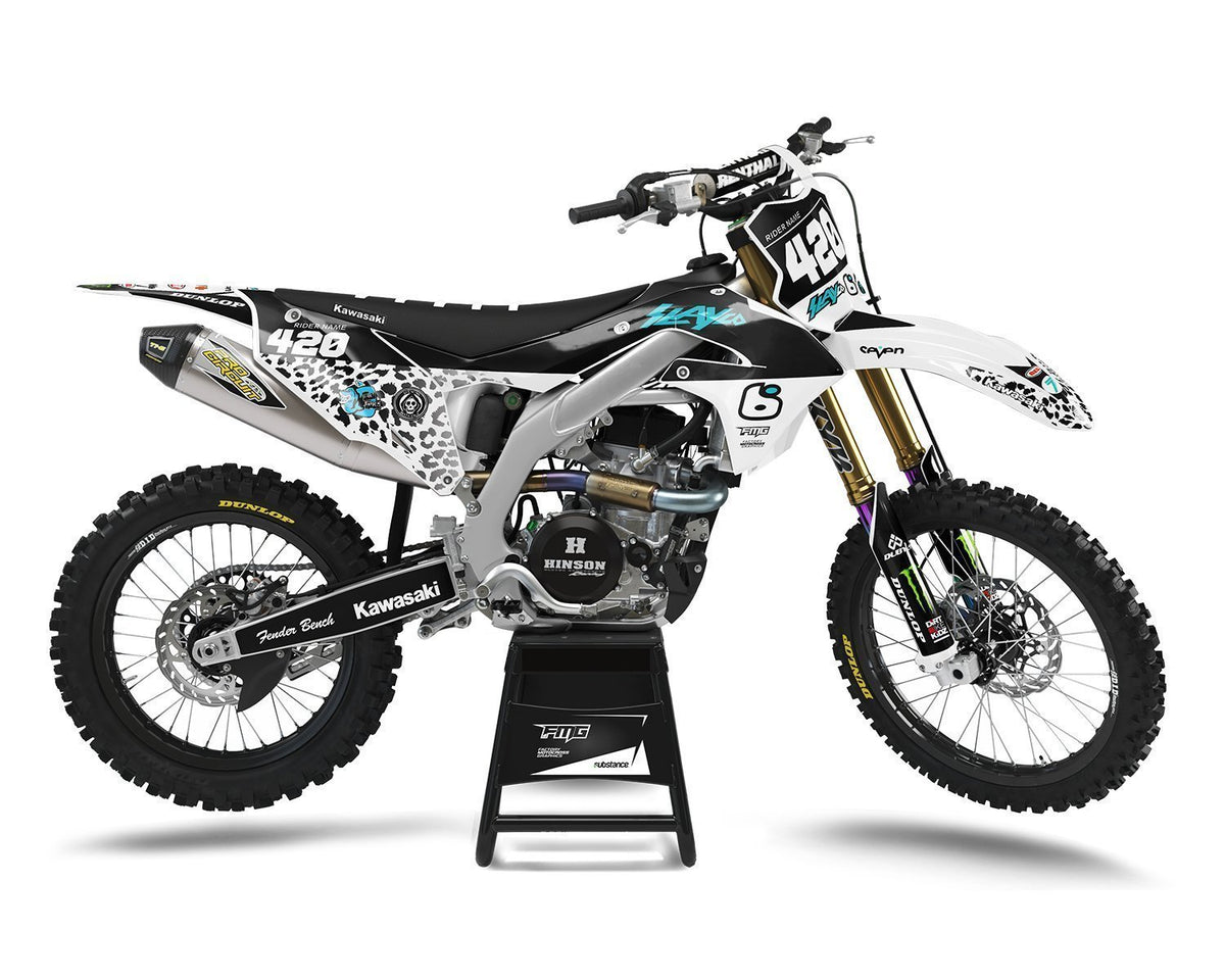 Kawasaki White Leopard Graphics Kit