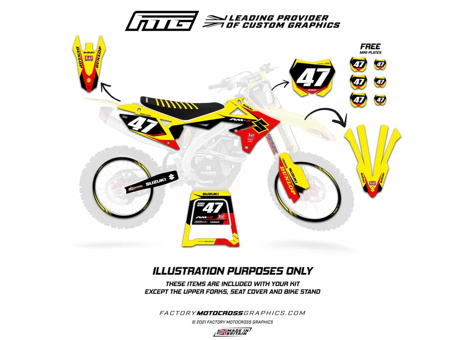 Suzuki Factory Racing Yellow Graphics Kit