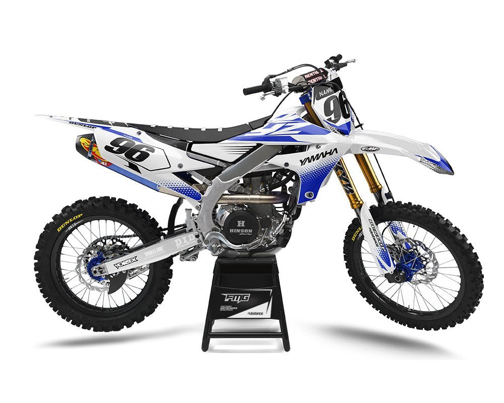 Custom White Blue Yamaha Decals